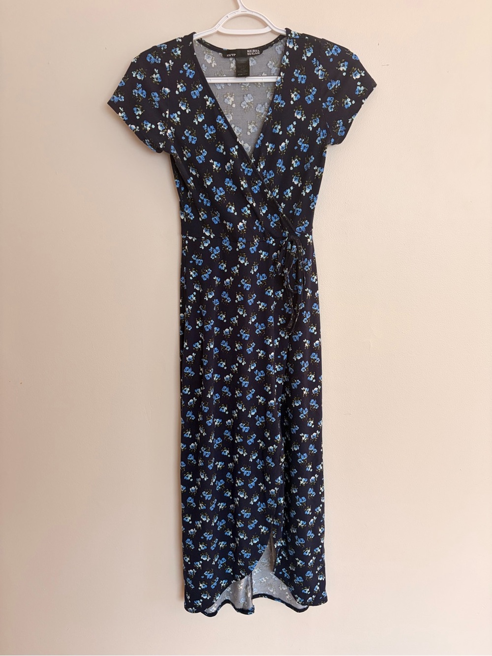 Rebel Sugar Navy Blue Maxi Dress with light blue flowers